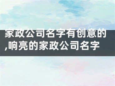 家政公司名字有创意的,响亮的家政公司名字