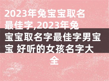 2023年兔宝宝取名最佳字,2023年兔宝宝取名字最佳字男宝宝 好听的女孩名字大全
