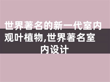 世界著名的新一代室内观叶植物,世界著名室内设计