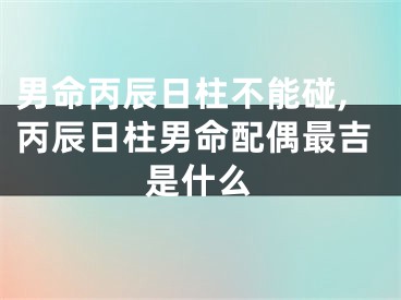 男命丙辰日柱不能碰,丙辰日柱男命配偶最吉是什么