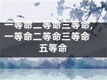 一等命二等命三等命,一等命二等命三等命 五等命
