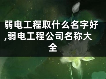 弱电工程取什么名字好,弱电工程公司名称大全