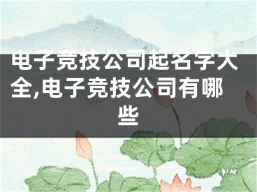 电子竞技公司起名字大全,电子竞技公司有哪些