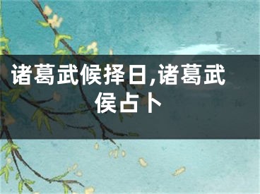诸葛武候择日,诸葛武侯占卜