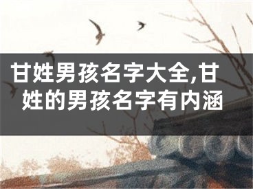 甘姓男孩名字大全,甘姓的男孩名字有内涵