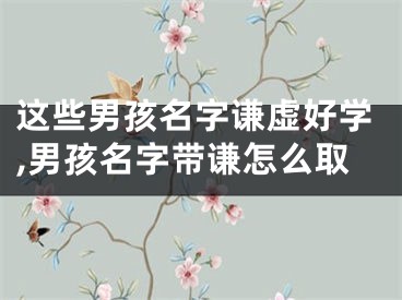这些男孩名字谦虚好学,男孩名字带谦怎么取