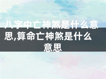 八字中亡神煞是什么意思,算命亡神煞是什么意思