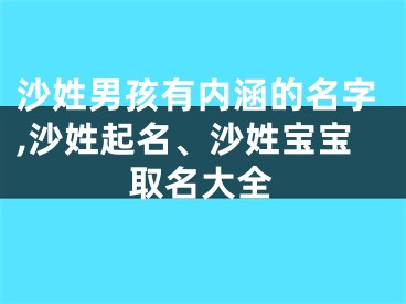 沙姓男孩有内涵的名字,沙姓起名、沙姓宝宝取名大全