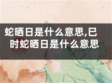 蛇晒日是什么意思,巳时蛇晒日是什么意思