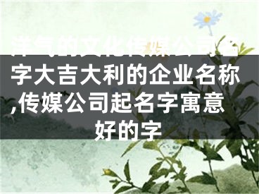 洋气的文化传媒公司名字大吉大利的企业名称,传媒公司起名字寓意好的字