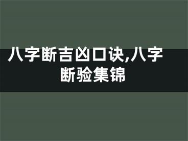 八字断吉凶口诀,八字断验集锦