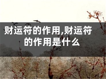 财运符的作用,财运符的作用是什么