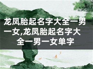 龙凤胎起名字大全一男一女,龙凤胎起名字大全一男一女单字