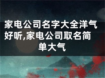 家电公司名字大全洋气好听,家电公司取名简单大气