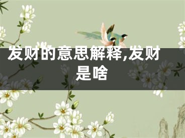 发财的意思解释,发财是啥