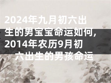 2024年九月初六出生的男宝宝命运如何,2014年农历9月初六出生的男孩命运