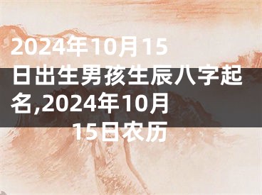 2024年10月15日出生男孩生辰八字起名,2024年10月15日农历