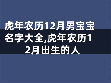 虎年农历12月男宝宝名字大全,虎年农历12月出生的人