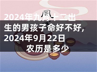 2024年九月十二出生的男孩子命好不好,2024年9月22日农历是多少