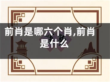 前肖是哪六个肖,前肖是什么