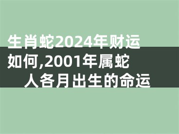 生肖蛇2024年财运如何,2001年属蛇人各月出生的命运