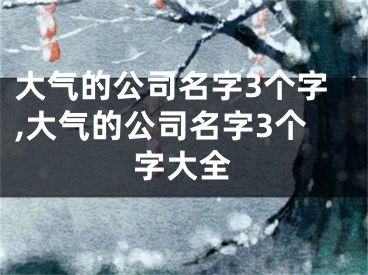 大气的公司名字3个字,大气的公司名字3个字大全