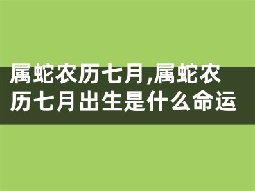 属蛇农历七月,属蛇农历七月出生是什么命运