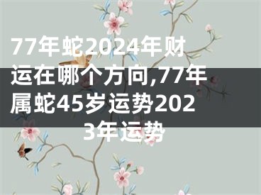 77年蛇2024年财运在哪个方向,77年属蛇45岁运势2023年运势