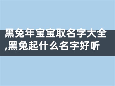 黑兔年宝宝取名字大全,黑兔起什么名字好听