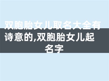 双胞胎女儿取名大全有诗意的,双胞胎女儿起名字