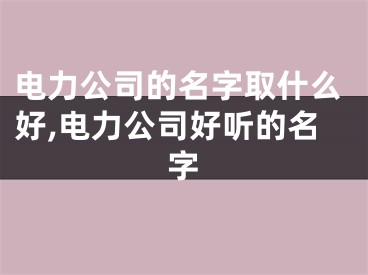 电力公司的名字取什么好,电力公司好听的名字