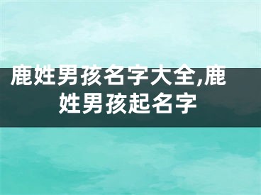 鹿姓男孩名字大全,鹿姓男孩起名字