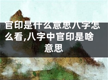 官印是什么意思八字怎么看,八字中官印是啥意思