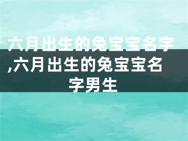 六月出生的兔宝宝名字,六月出生的兔宝宝名字男生