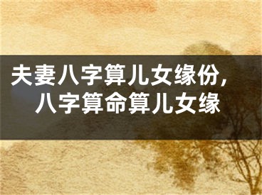 夫妻八字算儿女缘份,八字算命算儿女缘