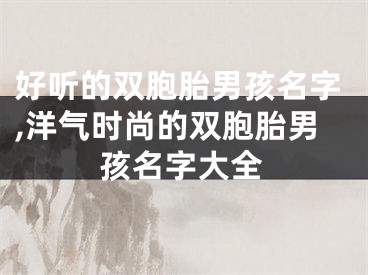 好听的双胞胎男孩名字,洋气时尚的双胞胎男孩名字大全