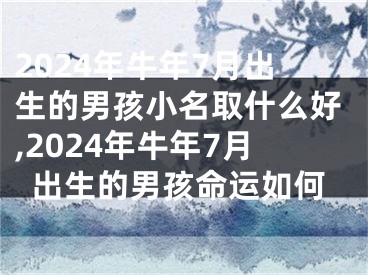 2024年牛年7月出生的男孩小名取什么好,2024年牛年7月出生的男孩命运如何