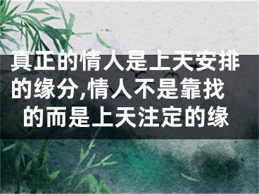 真正的情人是上天安排的缘分,情人不是靠找的而是上天注定的缘