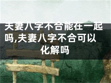 夫妻八字不合能在一起吗,夫妻八字不合可以化解吗