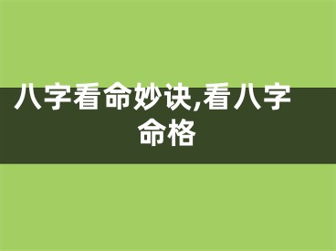 八字看命妙诀,看八字命格