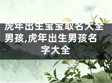 虎年出生宝宝取名大全男孩,虎年出生男孩名字大全