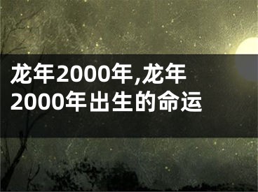 龙年2000年,龙年2000年出生的命运
