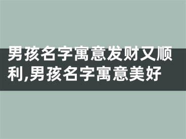 男孩名字寓意发财又顺利,男孩名字寓意美好