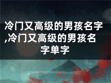 冷门又高级的男孩名字,冷门又高级的男孩名字单字