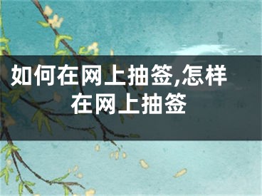 如何在网上抽签,怎样在网上抽签