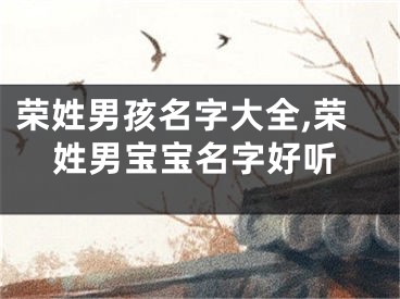荣姓男孩名字大全,荣姓男宝宝名字好听