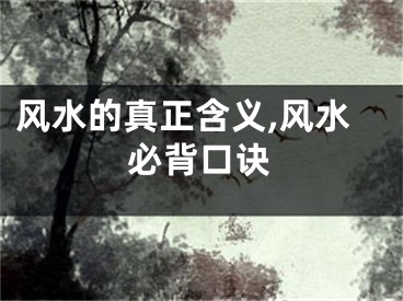 风水的真正含义,风水必背口诀