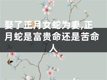 娶了正月女蛇为妻,正月蛇是富贵命还是苦命人