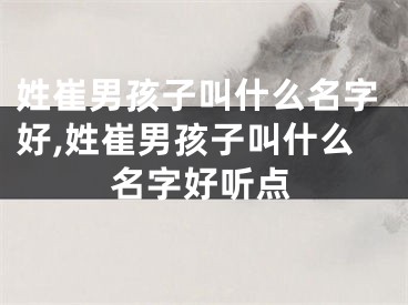 姓崔男孩子叫什么名字好,姓崔男孩子叫什么名字好听点