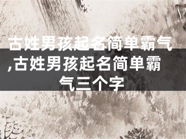 古姓男孩起名简单霸气,古姓男孩起名简单霸气三个字